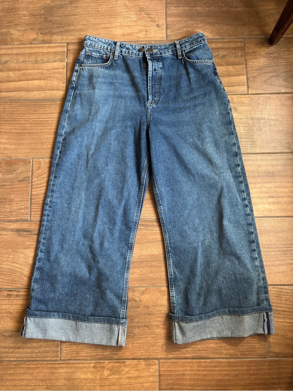 Antonio Melani Wide Leg Cuffed Jeans Size 12 High Rise NWT $129